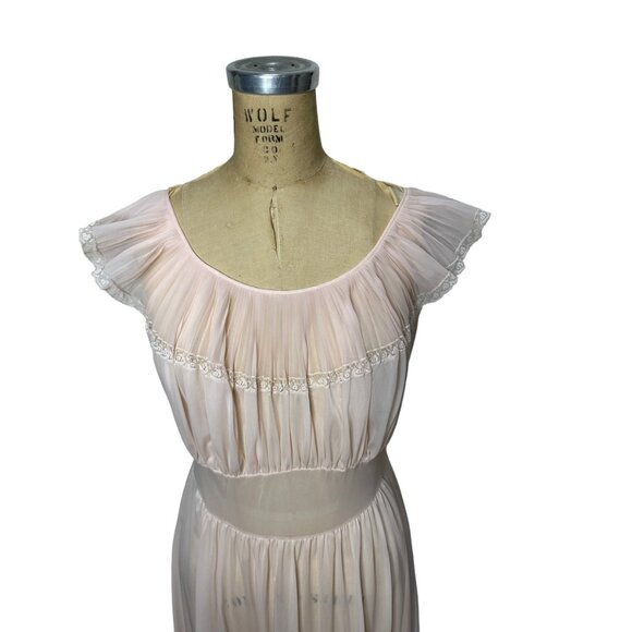 1950s pink pink peignoir set with robe and nightgown Size M - Picture 5 of 10